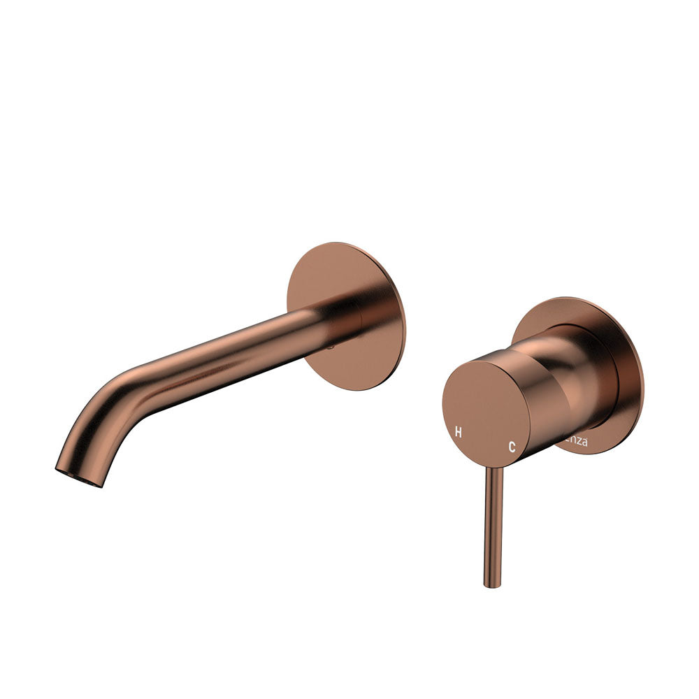 Fienza Kaya Round Plate Wall Basin / Bath Mixer Set - Brushed Copper