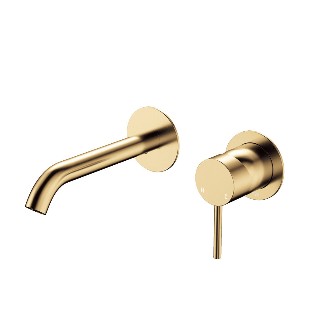 Fienza Kaya Round Plate Wall Basin / Bath Mixer Set - Urban Brass