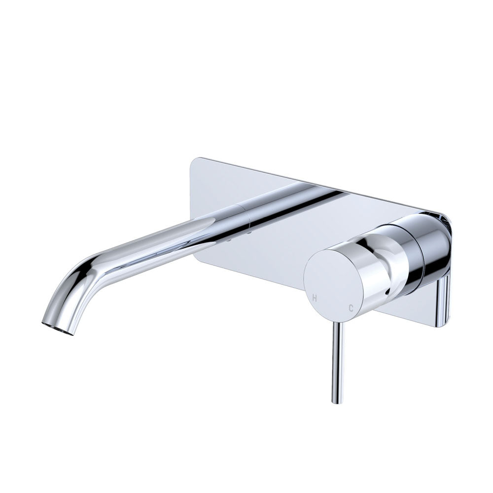 Fienza Kaya Rectangular Plate Wall Basin / Bath Mixer Set - Chrome