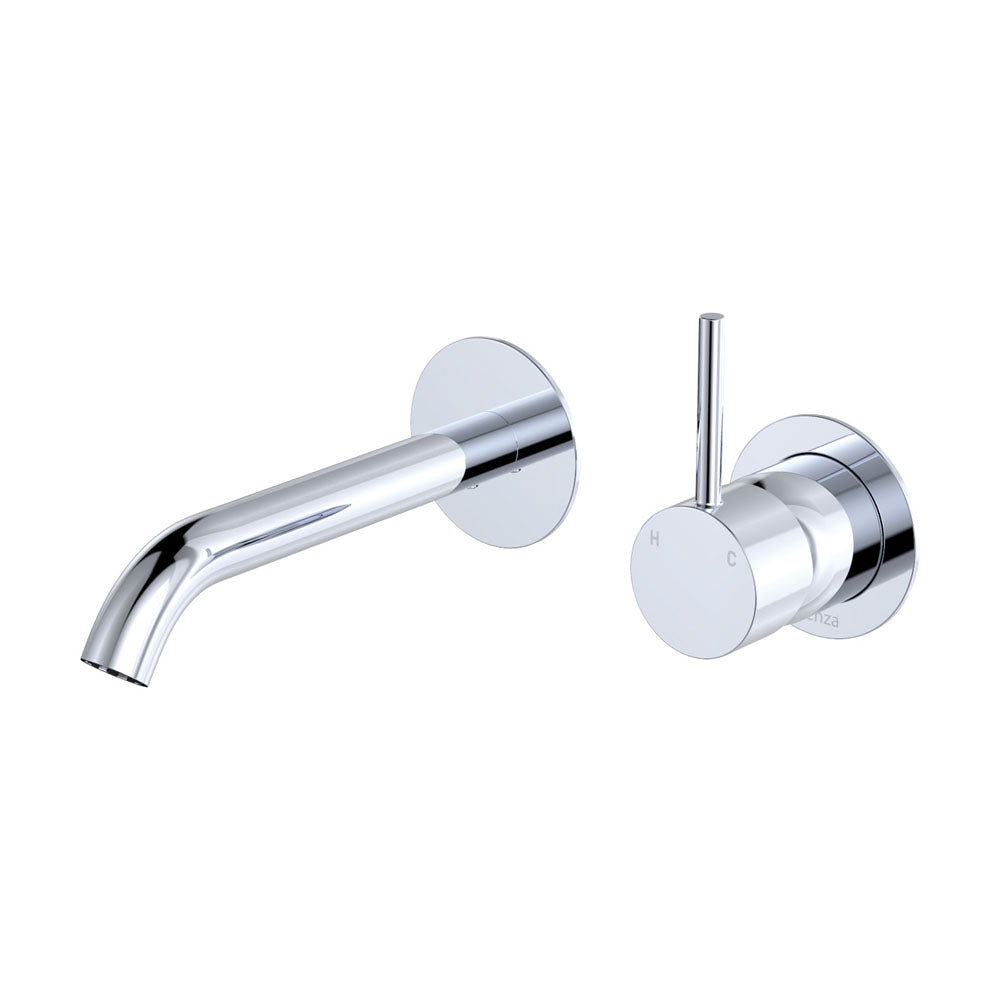 Fienza Kaya Round Plate Up Wall Basin / Bath Mixer Set - Chrome