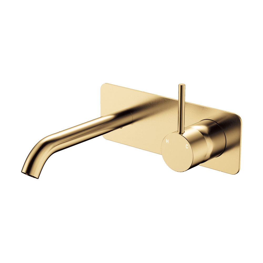 Fienza Kaya Rectangular Plate Up Wall Basin / Bath Mixer Set - Urban Brass