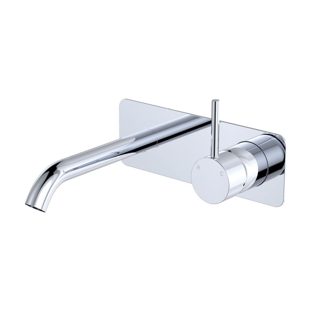 Fienza Kaya Rectangular Plate Up Wall Basin / Bath Mixer Set - Chrome