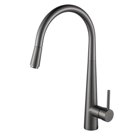 Aquaperla Round Pull Out Kitchen Sink Mixer Tap -Gun Metal Grey