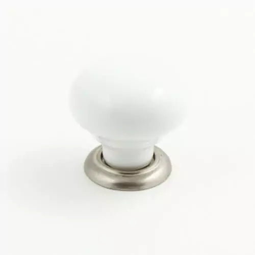 Castella Heritage Estate Knob – White/Brushed Nickel