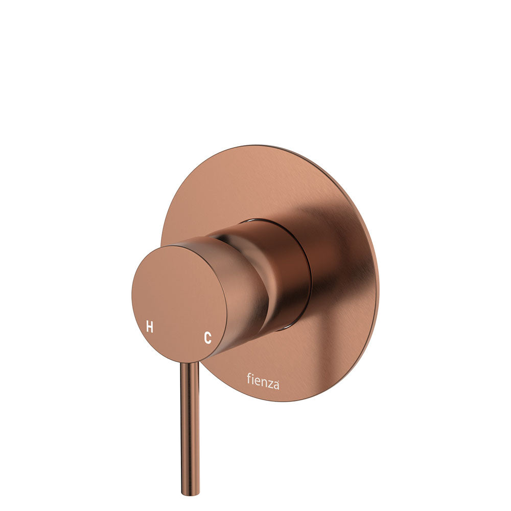 Fienza Kaya Large Round Plate Wall Mixer - Brushed Copper