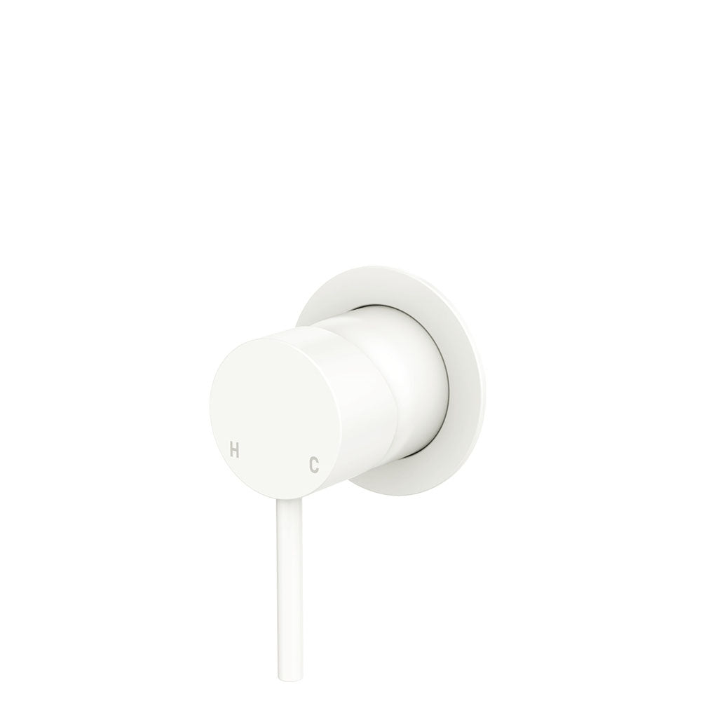 Fienza Kaya Small Round Plate Wall Mixer - Matte White