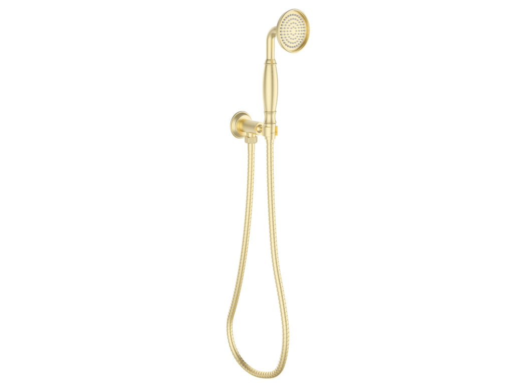 Ikon Clasico Hand Shower On Wall Outlet Bracket - Brushed Gold