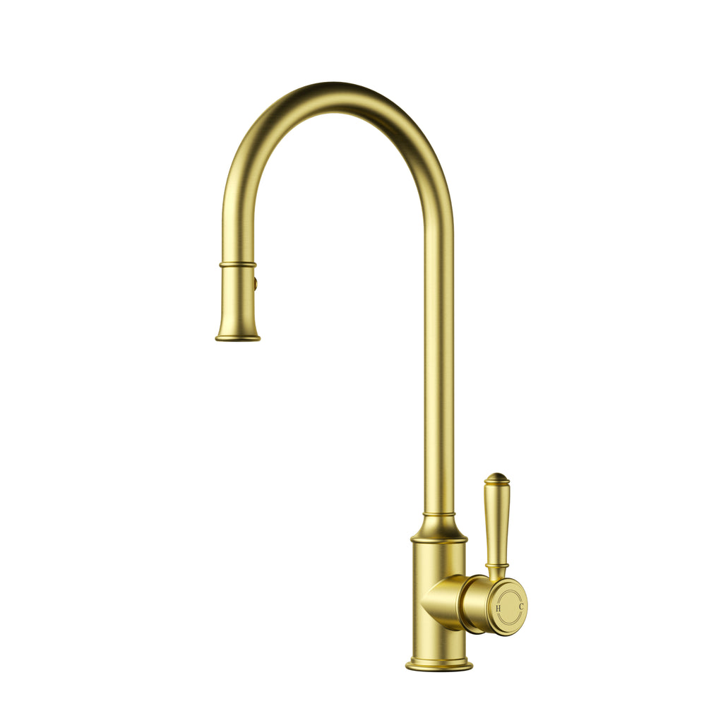 Ikon Clasico Pull-Out Sink Mixer - Brushed Gold