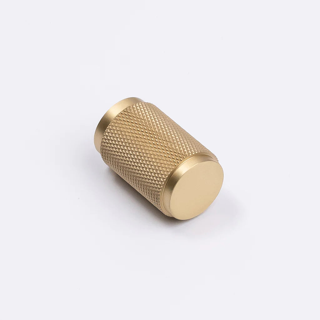 Manovella Brushed Brass Knurled Cabinet Knob - Helena