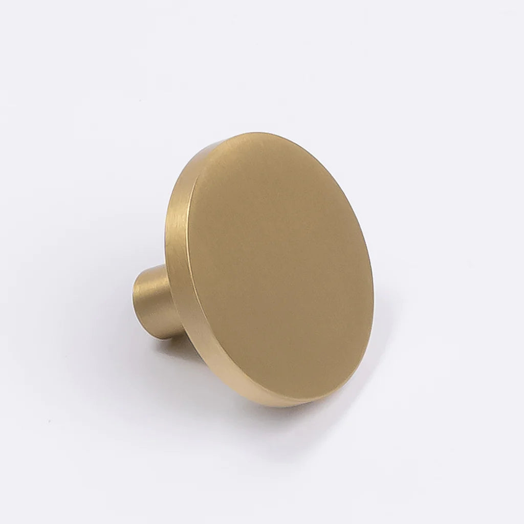 Manovella Brushed Brass Round Profile Cabinet Knob - Olivia