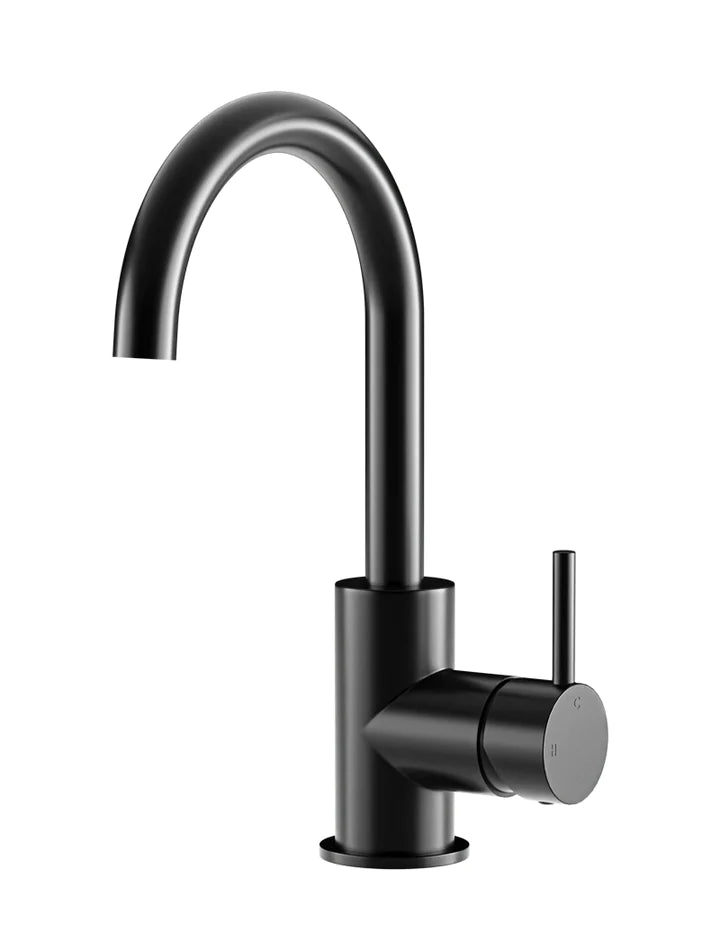 Meir Round Gooseneck Basin Mixer with Cold Start - Matte Black