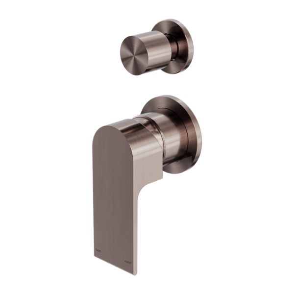 Nero Bianca Shower / Bath Mixer with Diverter (Separate Backplates) - Brushed Bronze