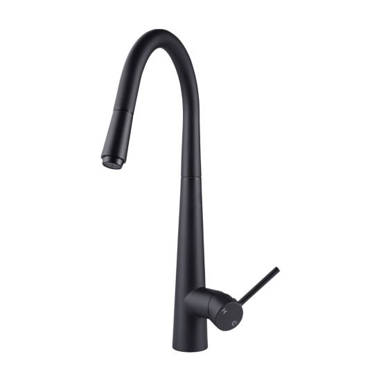 Aquaperla Round Pull Out Kitchen Sink Mixer Tap - Matte Black – Wellsons