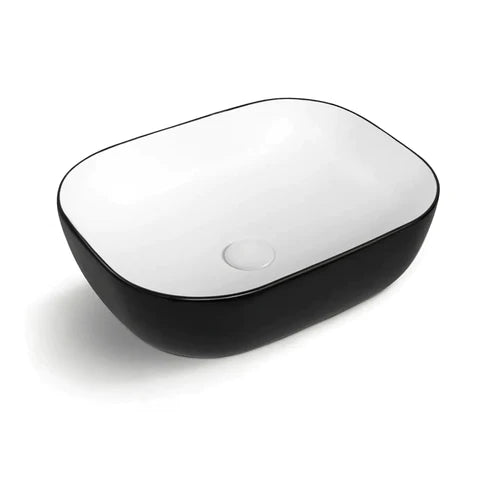 Otti Artis 480 X 320 X 150 Oval Basin - Matte Black & Gloss White