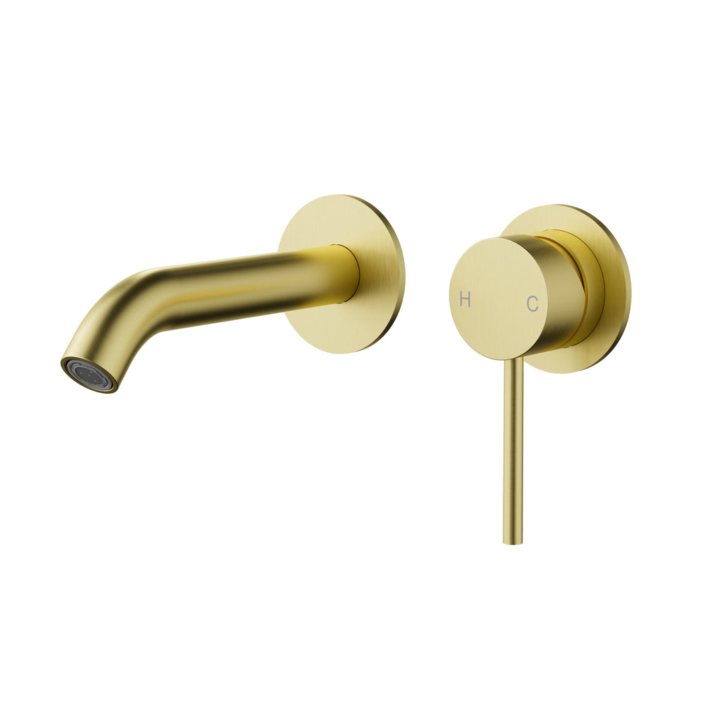 Otus Slimline SS Wall Basin Mixer - Brushed Gold