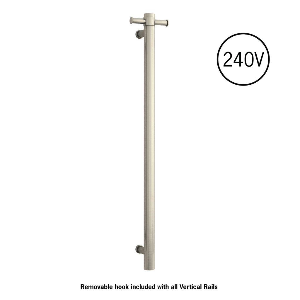 Thermogroup Vertical Single Heated Rail - Brushed Nickel