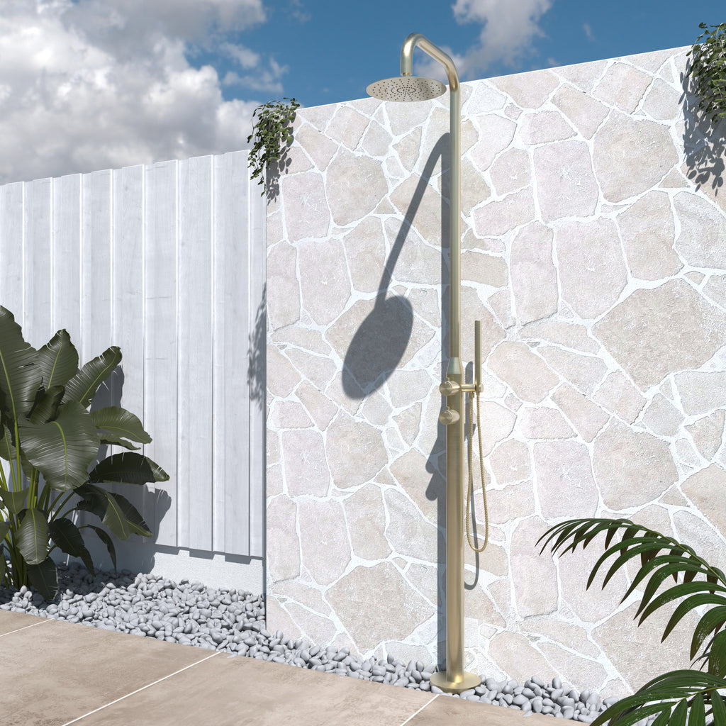 Freestanding Outdoor Shower Kit 316 Stainless Brushed Brass