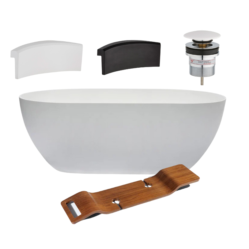 Kaskade Lucia Freestanding Stone Bath 1700mm - Matte White