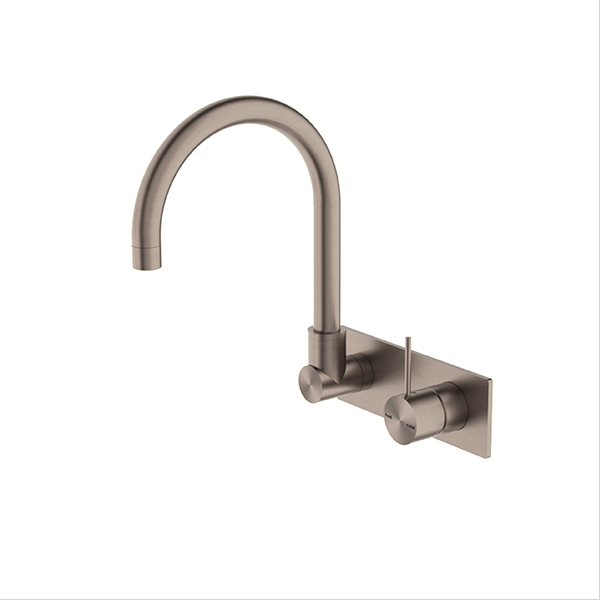 Nero Mecca Wall Basin/Bath Mixer Swivel Spout Handle Up - Brushed Bronze