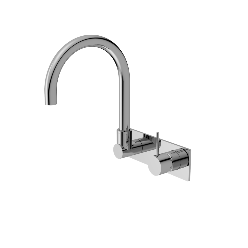 Nero Mecca Wall Basin/Bath Mixer Swivel Spout Handle Up - Chrome