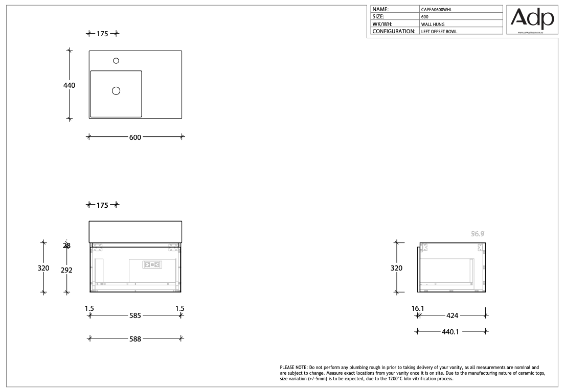 Adp Capri Wall Hung Vanity – Wellsons