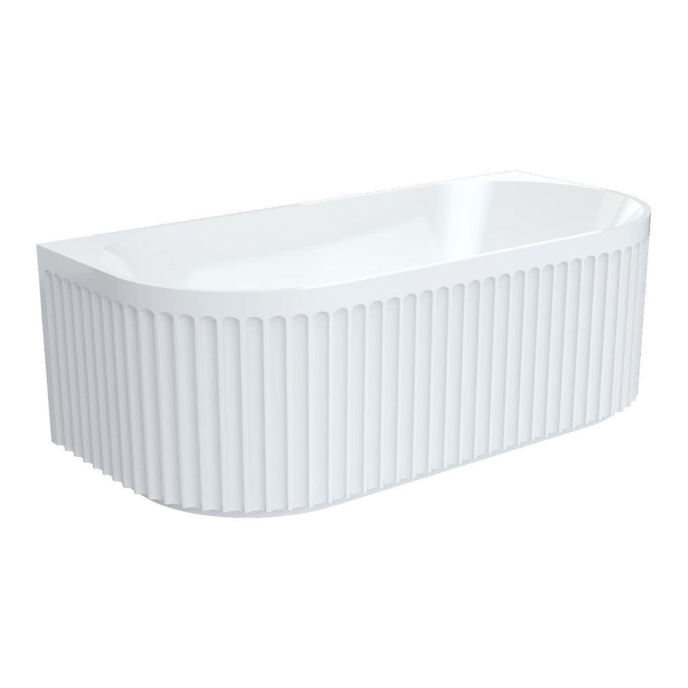 Fienza Eleanor Fluted Back To Wall Acrylic Bath 1700mm - Gloss White