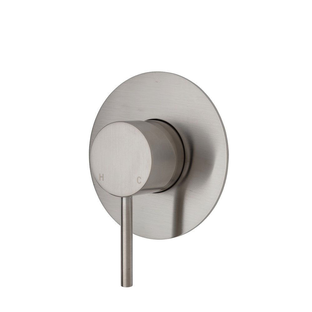 Fienza Kaya Large Round Plate Wall Mixer - Brushed Nickel