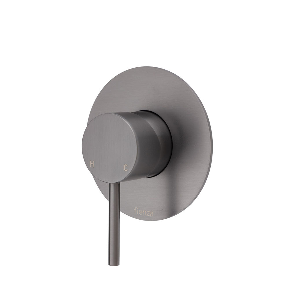 Fienza Kaya Large Round Plate Wall Mixer - Gunmetal Grey