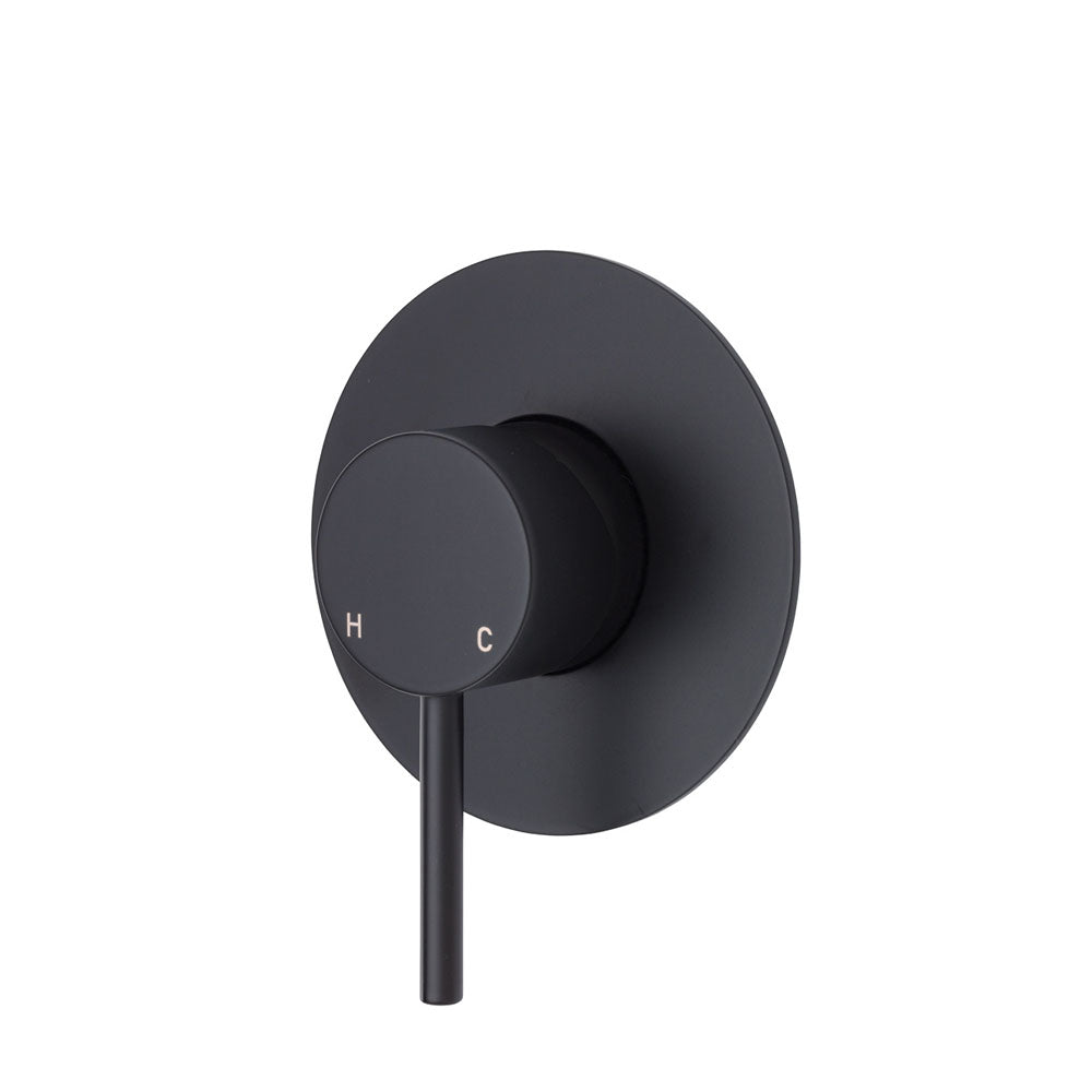 Fienza Kaya Large Round Plate Wall Mixer - Matte Black