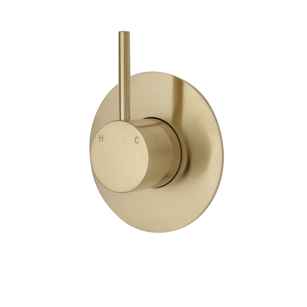 Fienza Kaya Up Large Round Plate Wall Mixer - Urban Brass