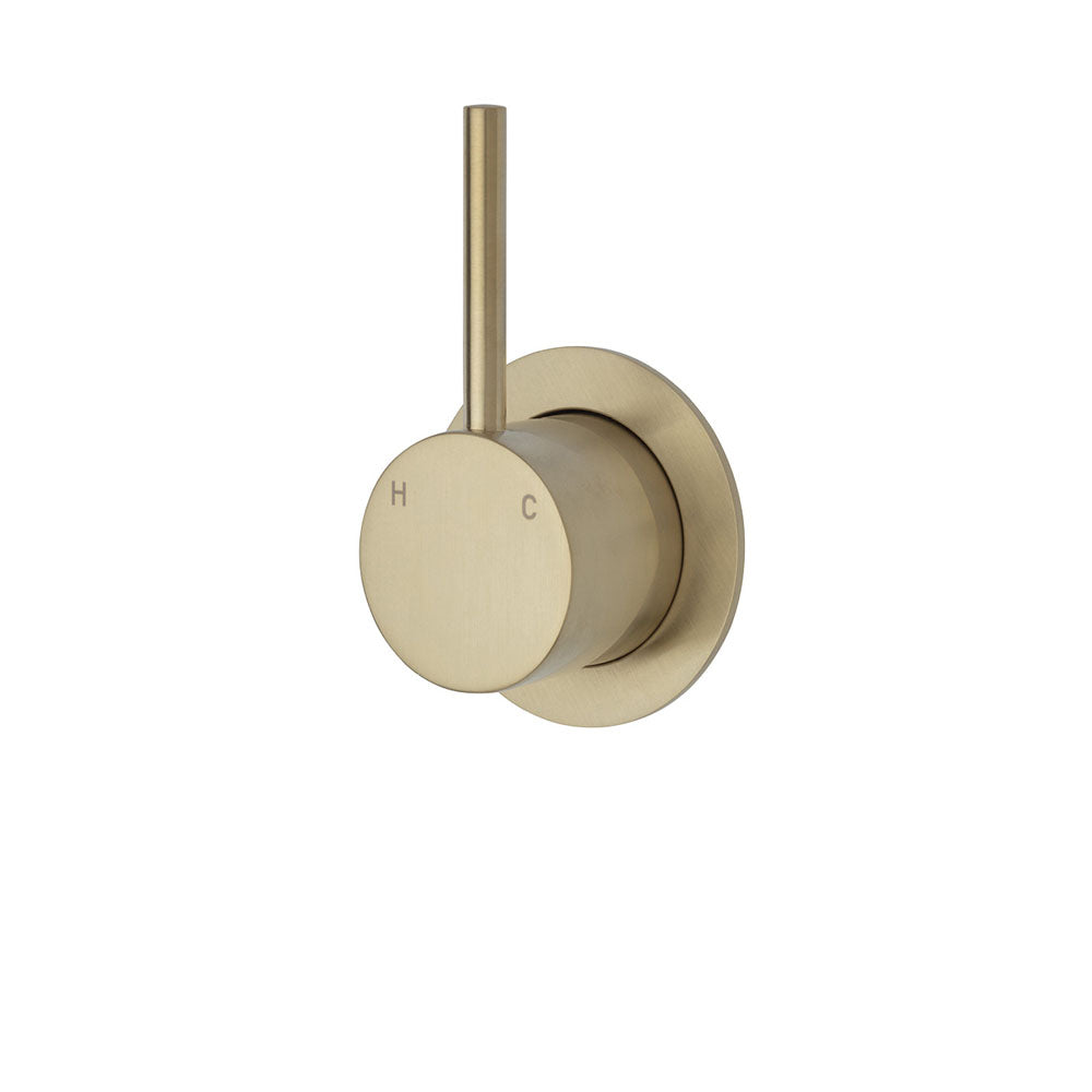 Fienza Kaya Up Small Round Plate Wall Mixer - Urban Brass