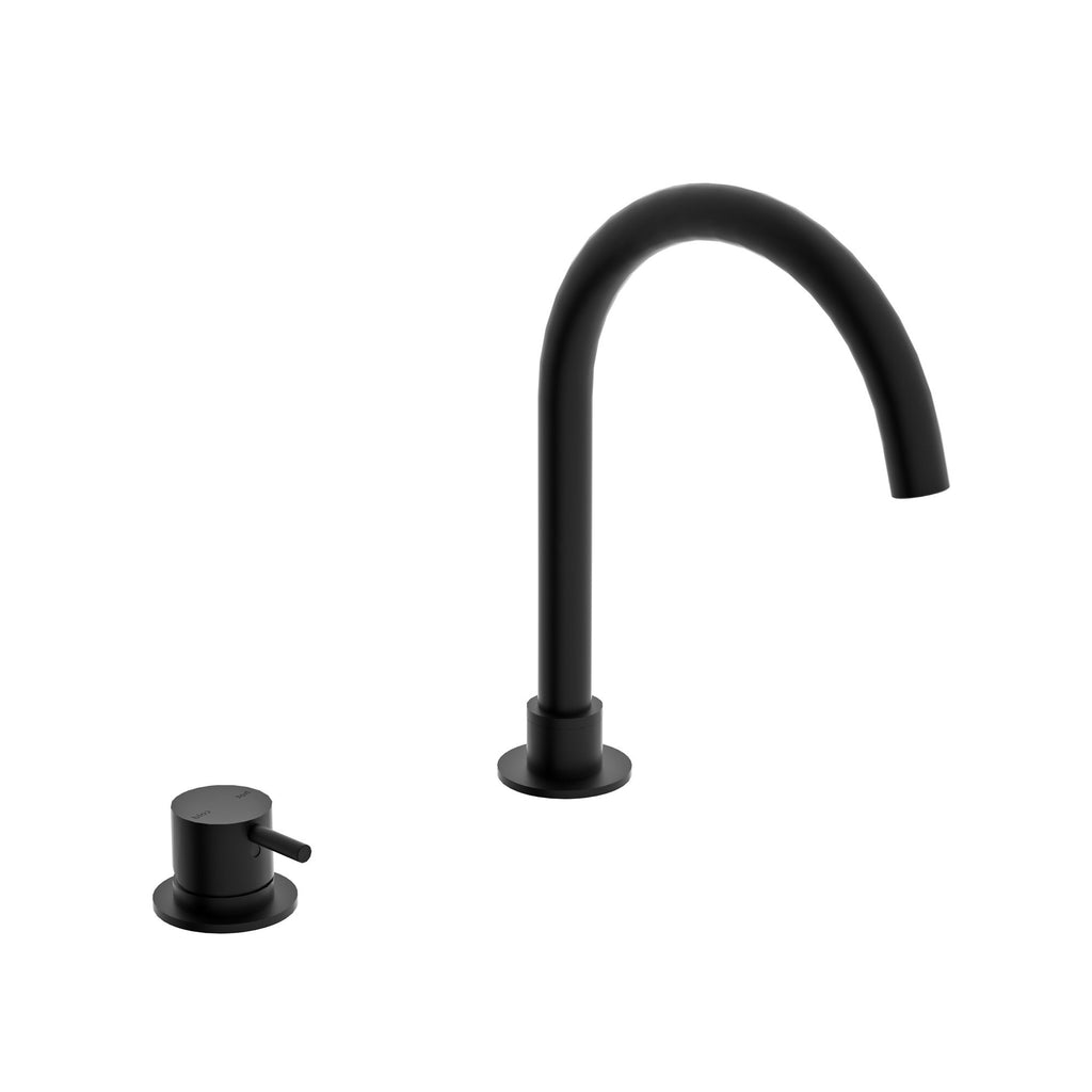 Nero Mecca Hob Basin Mixer with Round Swivel Spout - Matte Black - Wellsons