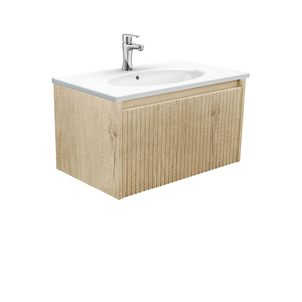 Fienza Alina Rotondo Ceramic moulded Basin Top Wall hung Vanity - Scandi Oak