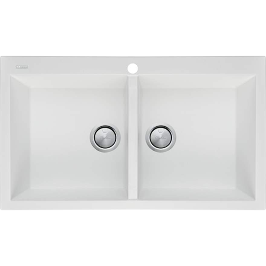 Oliveri Santorini White Double Bowl Topmount Sink