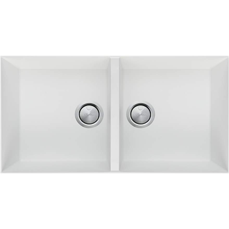 Oliveri Santorini White Double Bowl Undermount Sink