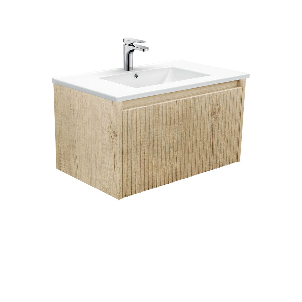 Fienza Alina Dolce Ceramic moulded Basin Top Wall hung Vanity Scandi Oak