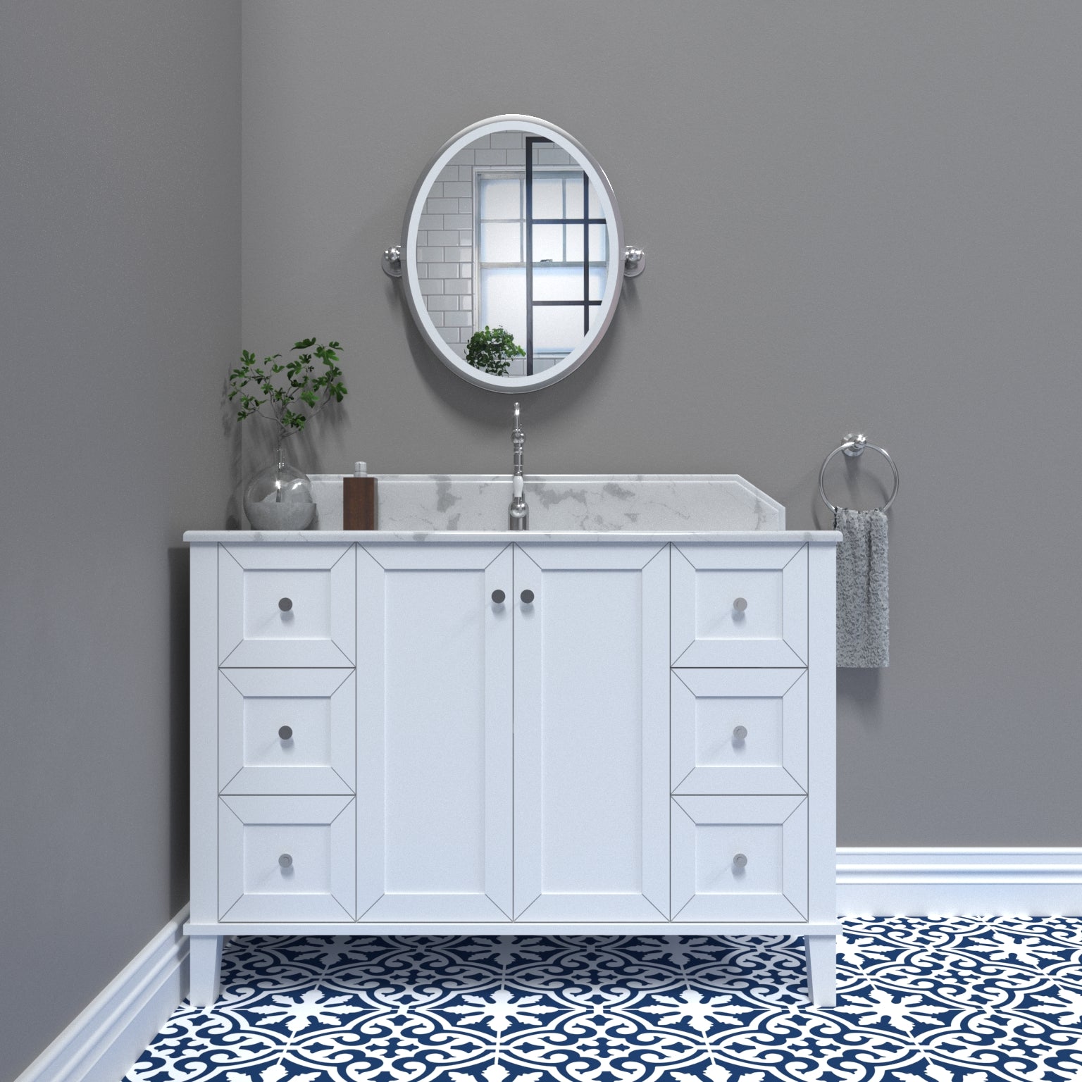 Turner Hastings Coventry 120x55 Single Bowl White Vanity with Marble ...