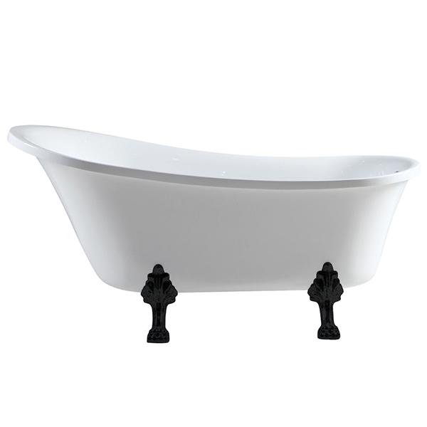 Fienza Claw Foot Acrylic Bath with Matte Black Feet - Gloss White - Wellsons