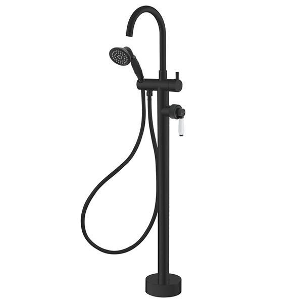 Fienza Eleanor Floor Mixer and Shower - Black / Ceramic - Wellsons