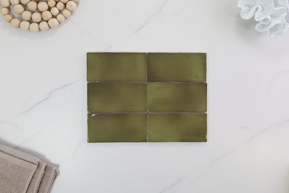 Palm Springs Green Gloss Subway Tile